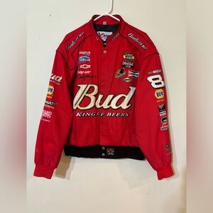 Budweiser NASCAR Dale Earnhardt Jr Red Embroidered Jacket Size Large